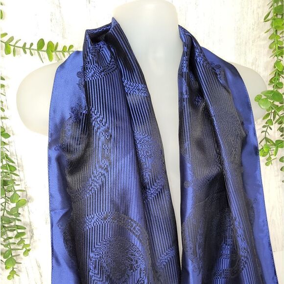 Authentic Versace Iridescent Black and Blue Scarf - Picture 3 of 12